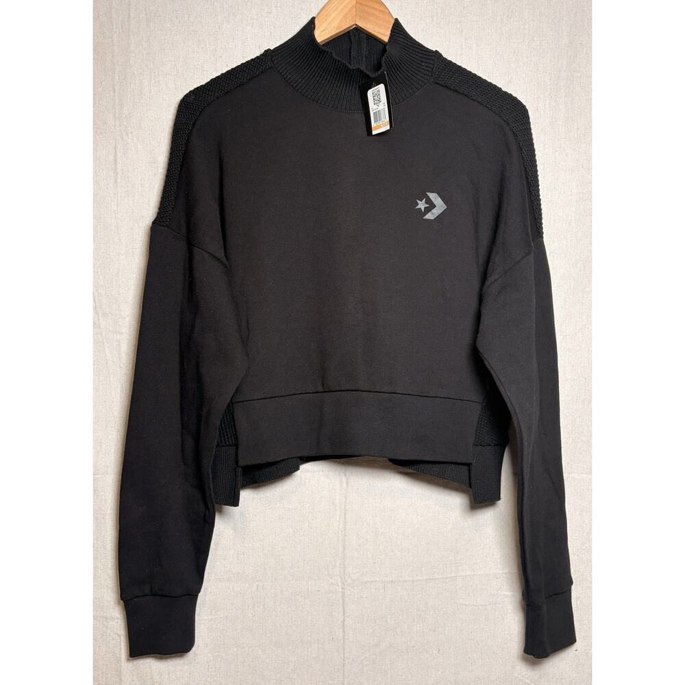 Converse Women's Long Sleeve Knit Cropped Activewear Pullover Sweater Sz S‎ NWT